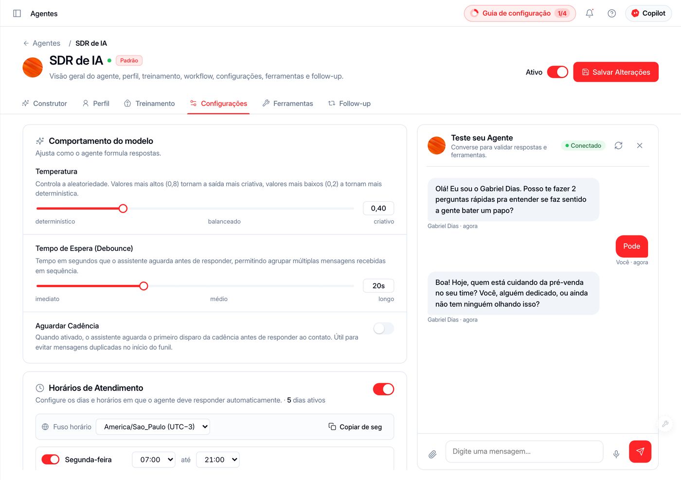 Comportamento e horários